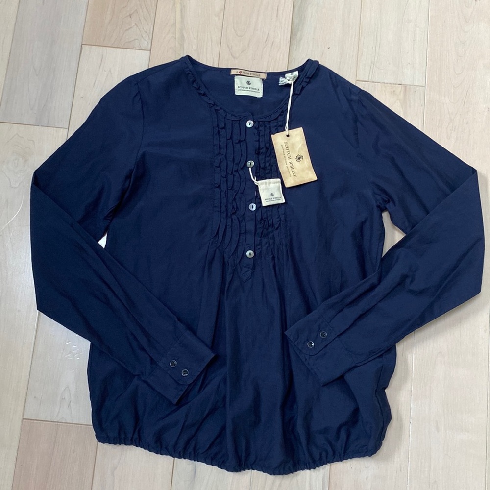 Scotch & soda scotch R’Belle girls soft cotton silk navy blouse